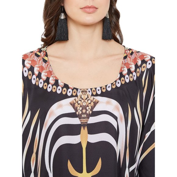 Womens Evening Party Dresses Plus Size Caftan Coverup Abstract Maxi Gown - Picture 6 of 8